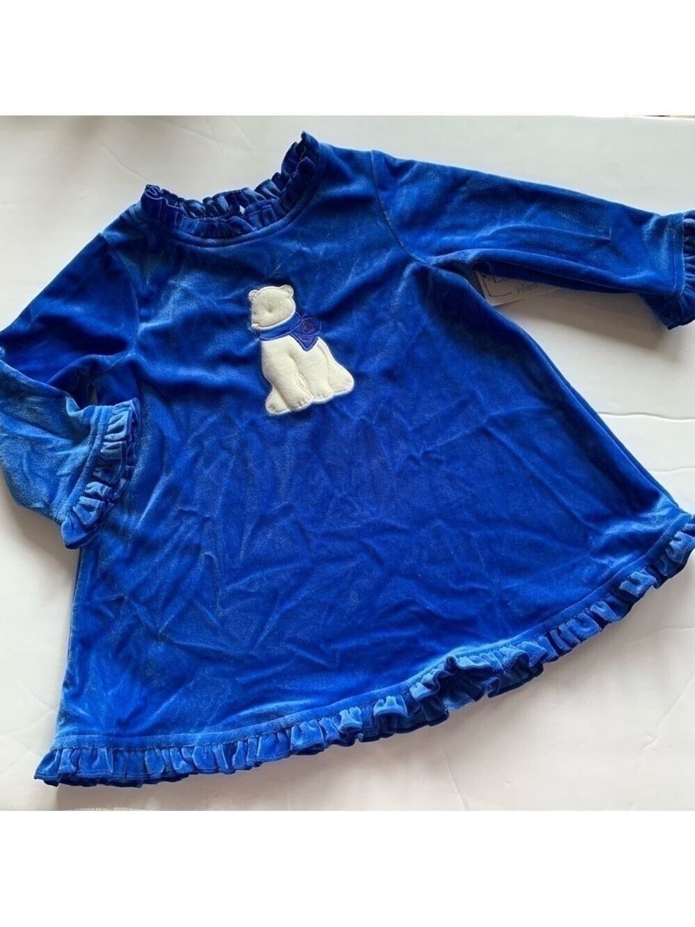 18 month crushed velvet polar bear dress or top ruffles party pictures holiday